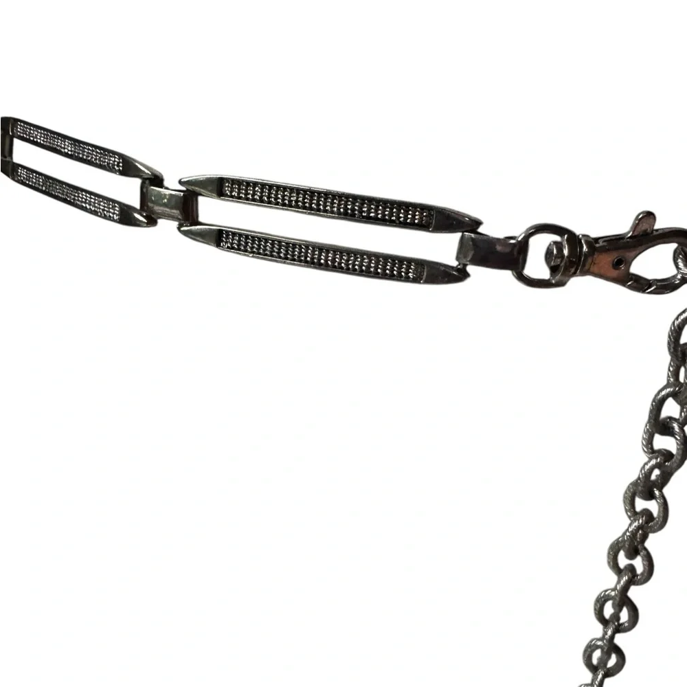1990s/Y2K Silver-Tone Rectangular Link Metal Chain w/Lobster Clasp‎ Closure Belt